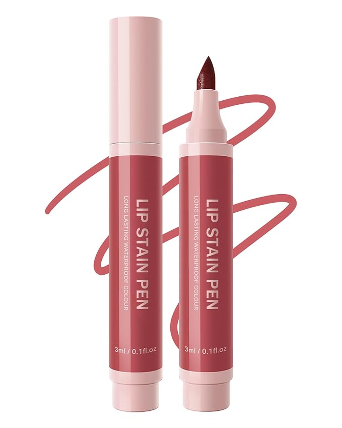 Lip Stain Makeup Pen-1Pcs Rose Pink Hydrating Lip Stain Lip Liner Pencil, Matte Color Look, Longlasting Waterproof Smudgeproof Finish,Precise Chisel Tip Smooth,Christmas Makeup Gift for Women-03