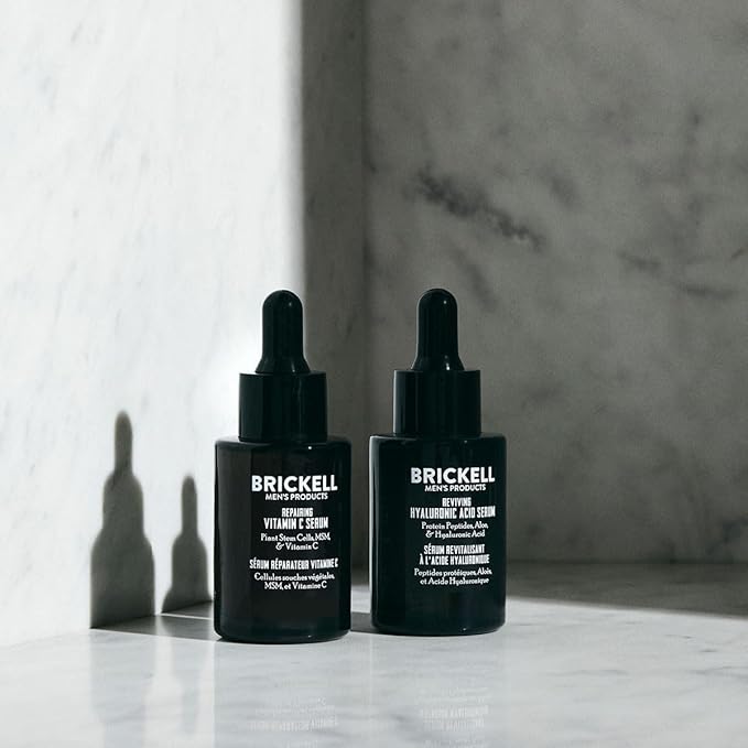 Brickell Men's Daily Anti-Aging Day and Night Serum Routine, Natural and Organic, Scented