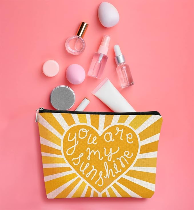 Makeup Bags for Women, Yellow Cosmetic Bag,You are My Sunshine Sunshine Makeup Bag Gifts Teacher Gifts Daughter Mon Gifts Sister Gifts Grandma Gifts, Birthday Gifts