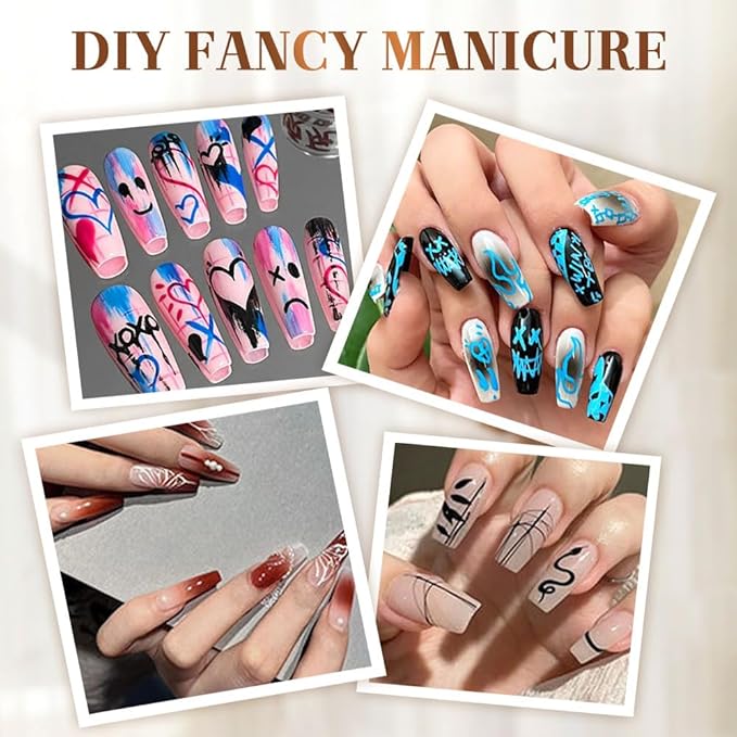 Drkicsy 12 Colors Nail Art Pens Set, DIY Nail Art Markers for Kids and Adults, 0.5mm Fine Tip Nail Polish Pens for Graffiti Dotting Drawing Painting Point Liner (1 Set)