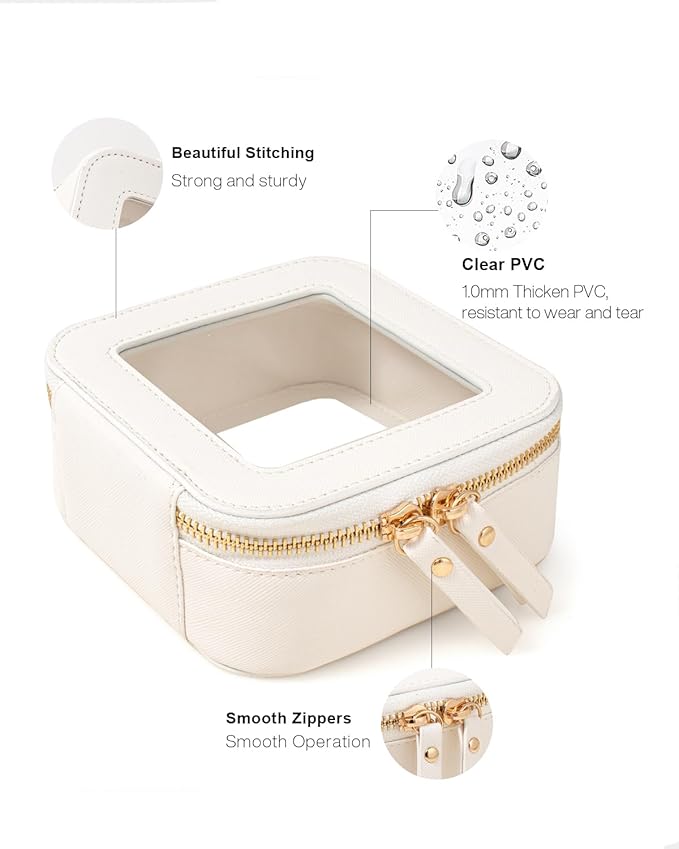 Travel Clear Makeup Bag Set, TSA Approved Cosmetic Bag Case with Zipper Portable Makeup Pouch Toiletry Bag Women Traveling Cosmetic Organizer Storage Bag Car Organizer Car Essentials for Women