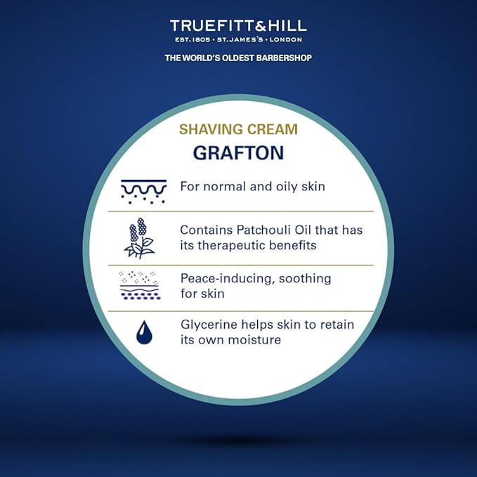 Truefitt & Hill Shaving Cream Tube - Grafton - Premium Glycerin-Based Lather, Smooth Glide, and Hydration for a Luxurious Shave - 2.65 oz.
