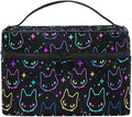 Goth Makeup Bag, Colorful Neon Cat Heads Makeup Organizer Bags Toiletry Bag Box Travel Cosmetic Bag Make Up Train Case for Women Teen Girl Ladies