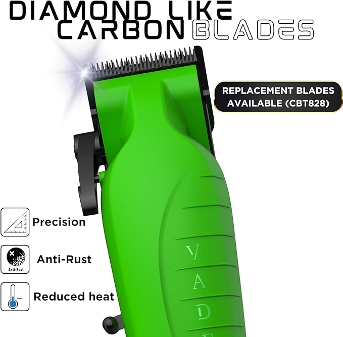 Supreme Trimmer Vader Clipper with DLC Taper Blade STC5098 | 210 Min Run Time 7500 RPM Hair Trimmer | Professional Brushless Motor Barber Clipper | Acid