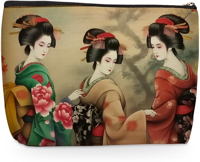 Japanese-style Woman Makeup Bag, Large Capacity Travel Makeup Case Cosmetic Bags for Women, Portable Pouch Purse Travel Essentials Toiletries Accessories, Christmas Birthday Gifts for Women