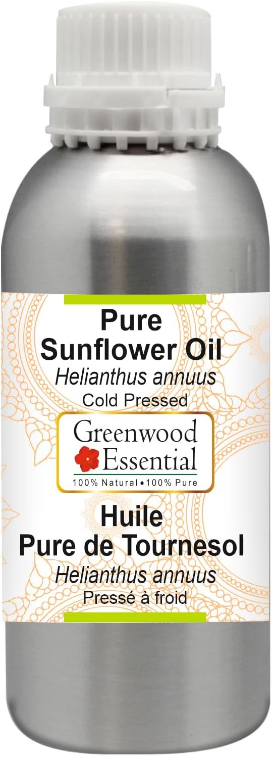 Greenwood Essential Pure Sunflower Oil (Helianthus annuus) Cold Pressed 300ml (10 oz)