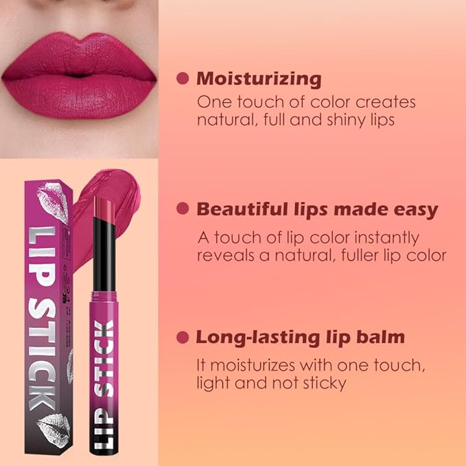 Hot Pink Matte Lipstick for Women, Long Lasting Waterproof Transfer-Proof Vegan, 24 Hours Moisturizing Glossy Shine Lip Gloss, Lipstick Palette Beauty Products Makeup All-Day Formula A05#