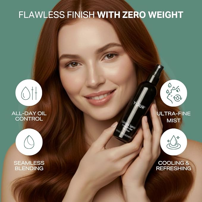Y'OUR Silk Setting Spray | 12HR Makeup Lock - Smudge Proof, Transfer & Water Resistant | 2-in-1 Calming Mist with Vitamin E to Hydrate, Refresh & Protect | Ultra Fine Mist | Alcohol-Free, Paraben-Free