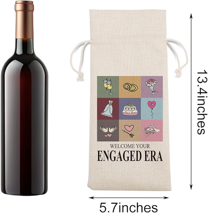 Engagement Wine Gift Bag Wedding Engaged Gifts for Newlyweds Couple Women Men Bridal Shower Gifts for Bride and Groom Pairs Well with Wedding Planning Welcome Your Engaged Era Wine Bags
