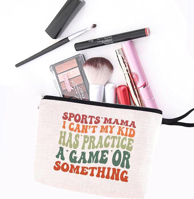 Sports Mama Makeup Bag for Mom Gifts Funny Mama Mother Gifts for Women Sports Lovers Coach Players Momma Mommy Mom Mommy Mummy Cosmetic Bag Zipper Pouch Bag Travel Bag for Mothers Day Birthday