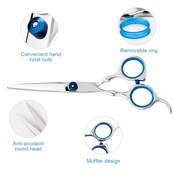 Professional Home Hair Cutting Kit Home Haircutting Scissors Barber Salon Home Thinning Shears Kit with Comb and Case for Men Women