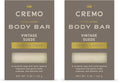 Cremo Exfoliating Body Bar for Men, Vintage Suede Scent, Multi-Layered Fragrance That Buffs, Cleanses and Hydrates Skin, 5oz (Pack of 2)