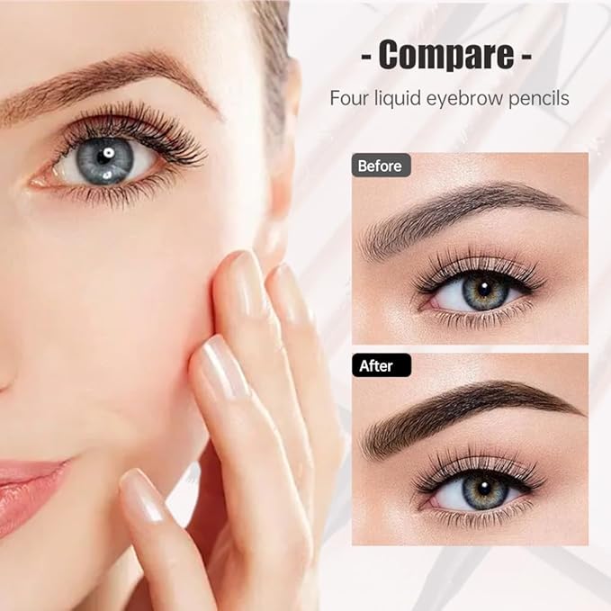 2025 Premium Microblading Eyebrow Pen, Waterproof Eyebrow Pencil, Eye Brow Pen with 4 Tip, Natural Magic Eyebrow Makeup Fine Stroke Contouring Pencil Long-Lasting Stay on All Day (Light Brown)