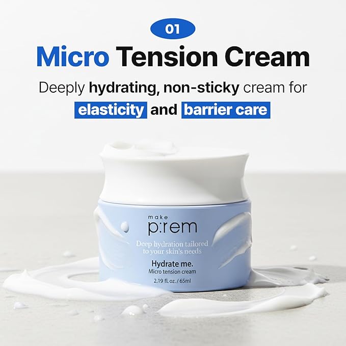 MAKE P:REM Hydrate Me. Micro Tension Cream, Moisturizing Watery Gel Type, Non-Sticky Finish Hydrating Facial Cream for Dry, Sensitive, Oily, Acne-prone Skin, Korean Skin Care, 2.19 fl. oz. (65ml)