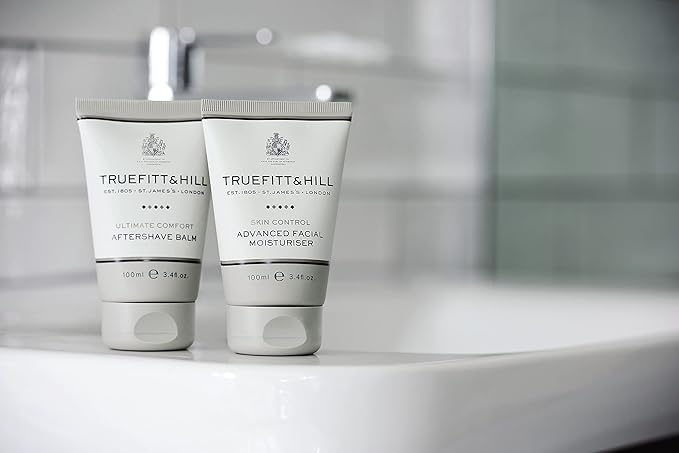 Truefitt & Hill Luxury Aftershave Balm - Ultimate Comfort - Premium Soothing Moisturizer with Aloe Vera Extract - Ideal for Sensitive Skin, Razor Burn Relief, and a Silky Smooth Finish - 3.38 oz.
