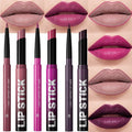 6Pcs 2 in 1 Dark Light Purple Lip Liner and Lipstick Combo Set for Women,Lipstick Stain Lip Liner for Daily & Party Long Lasting Waterproof Smudge Proof 24 Hour Full Coverage Vegan Lip Makeup Kit