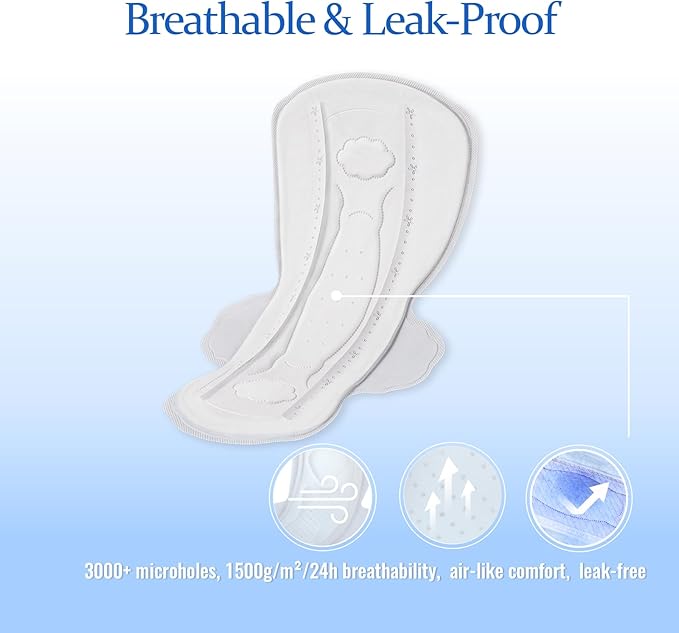 MODAL Pads for Women, Unscented Daily Thin Sanitary Pads for Period with Wings, 11.4 Inch(290 mm), Large, 6 Count