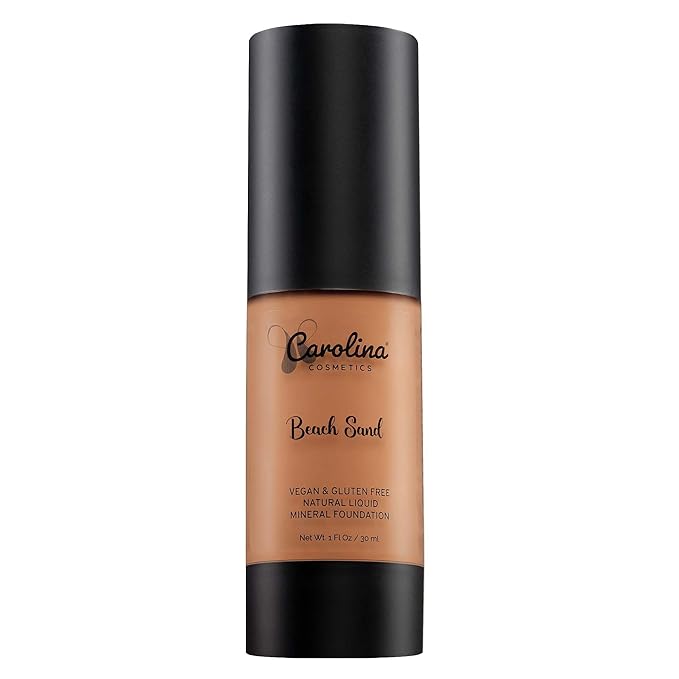 Carolina Cosmetics - Foundation in Beach Sand Shade Plant-Based - Hydrating, Pore-Minimizing & Buildable Coverage - Vegan, Non-GMO, Paraben-Free - 1oz