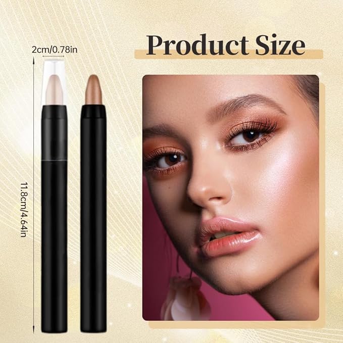 Eyeshadow Shimmer Stick, 16 Color Highlighter Eyeshadows Pencil Waterproof Glitter Eye Shadow Eyeliner Pen, Waterproof Eyeshadows Shimmer Stick Long Lasting Brightener Eyeshadow (14 Mocha)