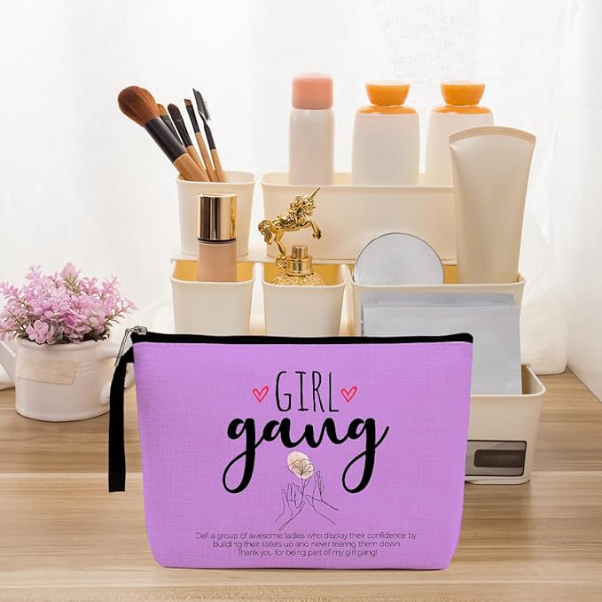 Hanamiya Na 4Pcs Girls Trip Gifts Favors Weekend Makeup Bag Friendship Girls Weekend Gifts Weekender Bags for Women Girl Bestie Cosmetic Bag Zipper Pouch Wedding Bachelorette Party Gift