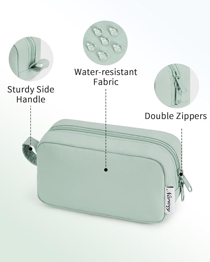 Narwey Small Cosmetic Bag, Small Makeup Bag for Purse, Travel Mini Makeup Pouch, Zipper Pouch, Cute Makeup Bag with Organized Pockets for Women (Mint Green, Small)