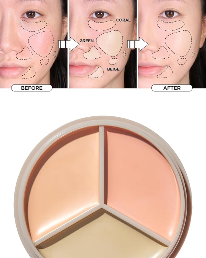 THESAEM Cover Perfection Triple Pot Concealer 03 Correct Up Beige + 04 Tone Up Beige - for Fair to Light Skin Tone - 3 Color Full Coverage - Covers Pigmentation and Blemish Spots, Corrects Skin Tone