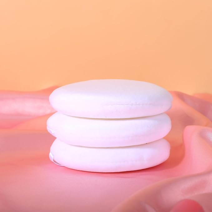 3 Pack Loose Powder Puff, 4.13 Inch White Large Body Powder Puff, Portable Soft Cotton Powders Puffs, Travel Dusting Round Ductile Puffs with Clear Box for Women Body Face