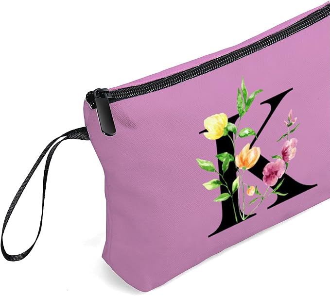Birthday Thank You Appreciation Monogrammed Gifts for Mom Aunt Teacher Sister Friend Coworkers Bride Bridesmaid Makeup Cosmetic Bag with Mirror Mothers Day Christmas Graduation K