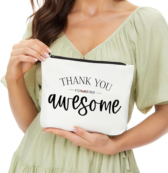 Inspirational Gifts for Women, Positive Inspirational Quotes Makeup Bag - Uplifting Encouragement Gifts for Women, Girls, Teens, Daughter, BFF, Best Friend ?Thank You for Being Awesome Makeup Bag