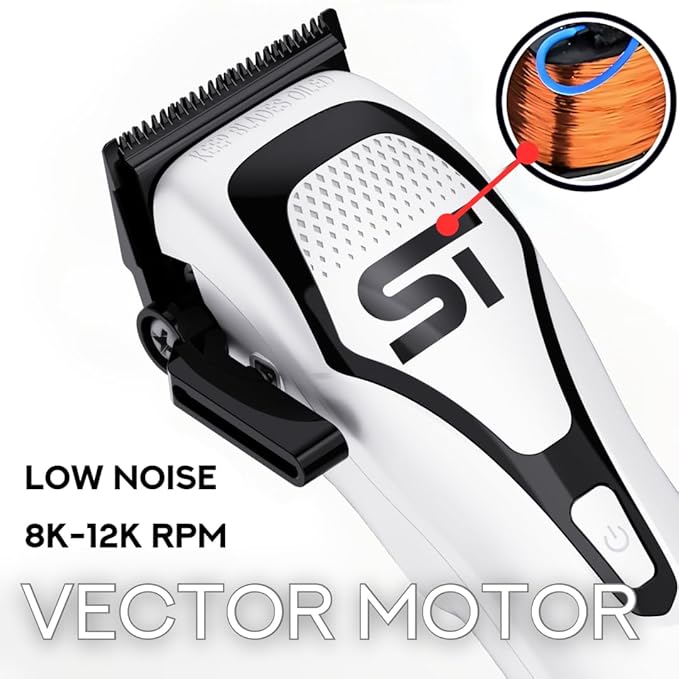 Supreme Trimmer Darkstar 72 Clipper with Magnetic Vector Motor | 180 Min Run Time, 9000 RPM Barber Hair Clipper | Low Noise, Professional Clipper DLC Blades | STC72