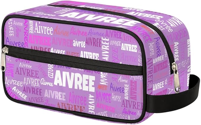Personalized Name Toiletry Bag, Large Travel Cosmetic Bag Portable Makeup Organizer Bag for Women Bathroom Shower Essentials, Orchid Purple Color, Colorful Names Ranked