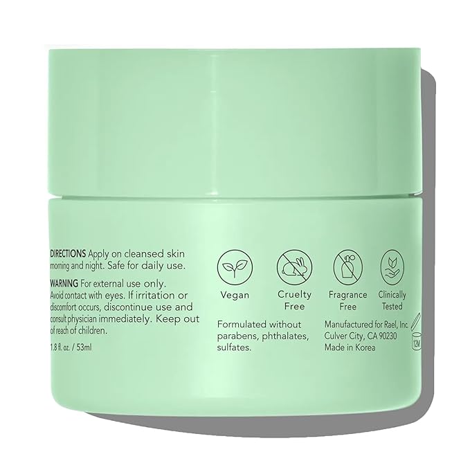 Rael Face Moisturizer, Miracle Clear Barrier Cream – Lightweight Moisturizer with Succinic Acid and Vitamin B5, Hydration, Korean Skin Care (1.8 oz)