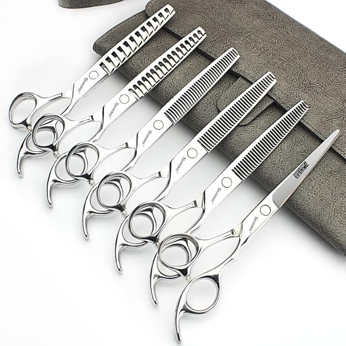 SHARONDS 6.5 Inch Stainless Steel Professional Barber Scissors Hair Thinning Scissors Hairdresser or Home Hairdresser Variant/Hybrid Scissors (6.5 inch-6pc)