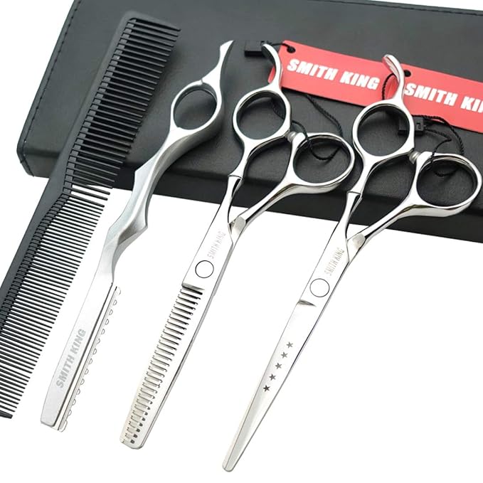 6.0 Inches Professional hair cutting thinning scissors set with razor (Silver)