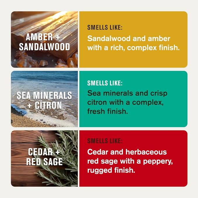 Every Man Jack Men's Body Wash Variety Pack - Includes 3 Body Washes with Natural Ingredients & Incredible Scents - Amber + Sandalwood, Cedar + Red Sage, Sea Minerals + Citron Fragrances (3 Pack)