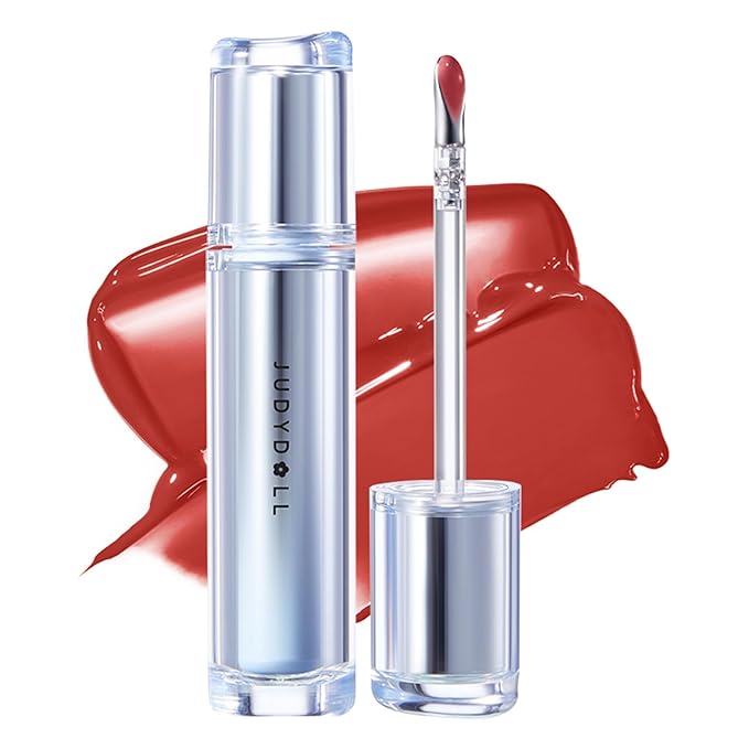 JUDYDOLL Ice Watery Lip Gloss- Long Lasting & Transfer-Proof, Infused with 86% Essence with Ice Iron Applicator, Non-Sticky Glossy Finish for Daily Wear, Mirror Lip Glazes, Moisturizing Plumping Gloss