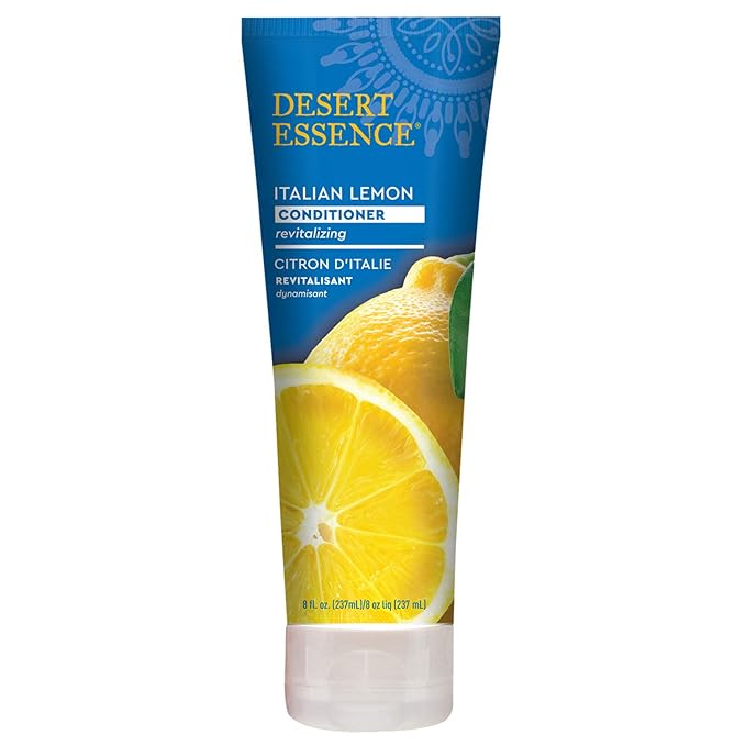 Desert Essence Italian Lemon Conditioner - 8 Fl Ounce - Revitalizing Hair Detangler - Adds Volume - Shine & Strength - Scented - Aloe Vera - Vitamin B5 - Cruelty Free - No Parabens