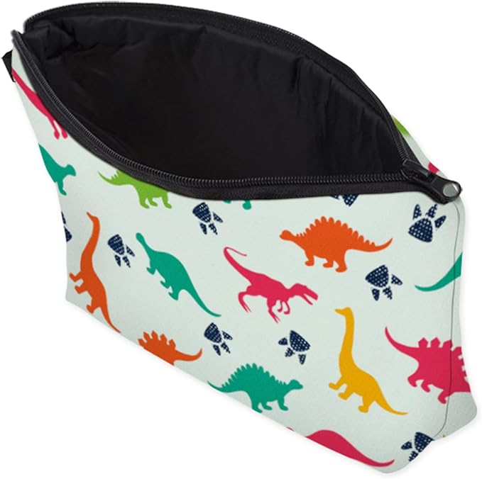 Cute Travel Makeup Bag Cosmetic Bag Small Pouch Gift for Women (Dinosaur Light Mint)