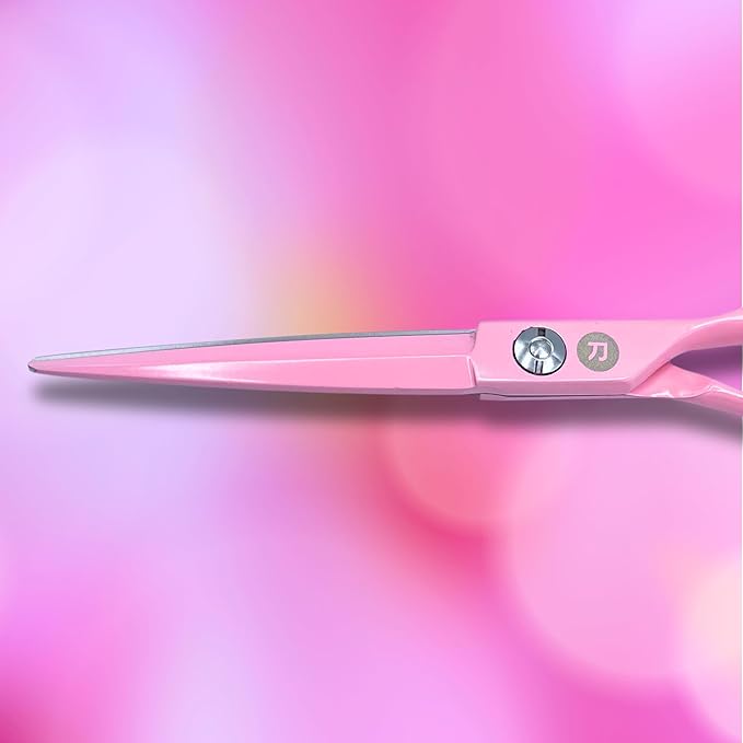 6" Pink Hair Cutting Shears - Titanium Finish - Professional Use - 440C Japanese Steel