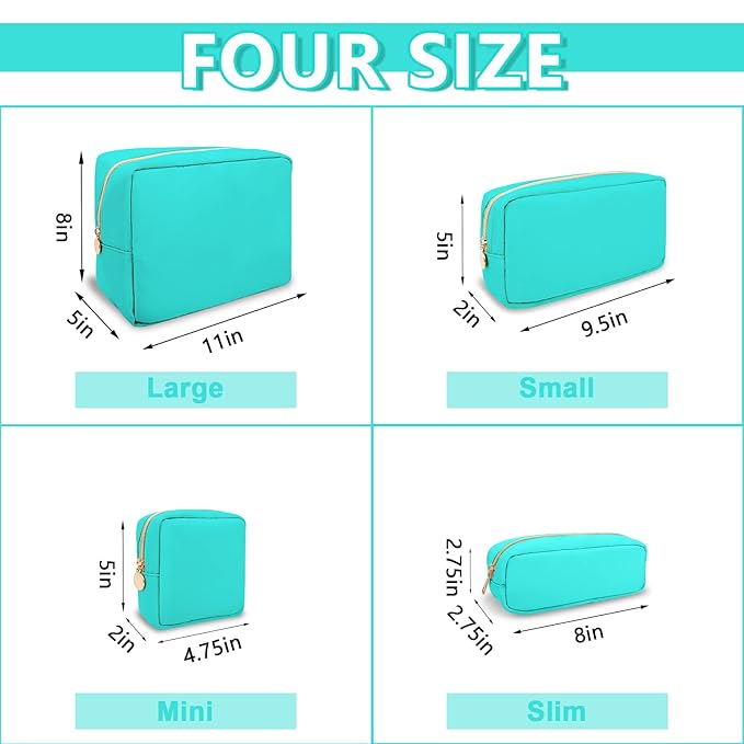 Small Makeup Pouch for Purse, Nylon Travel Toiletry Storage Pouch Cute Preppy Cosmetic Bag for Women Girls, Waterproof Makeup Organizer Skincare Bag Purse with Zipper (Small-Cotton Candy)