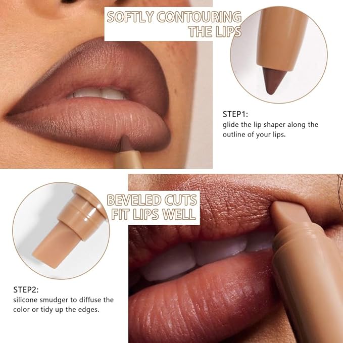 SUAKE Plump Matt Lipstick Lipliner Pencil Pack,Waterproof Crayon with Silicone Smudger for Define Contours & Sculpting Lip, Longwear Moisture Smooth Creamy Formula for Lip Makeup-05 Chocolate