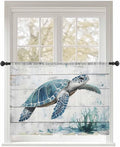 Sheer Curtains 54 Inch Length, Teal Green Sea Turtle Semi Sheer Curtains Light by Unknown