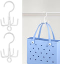 OUTXE 2-Pack Organizer Hooks for Bogg Bag Accessories, Multifunctional Stackable Storage ABS Hanger Hooks for X Large Medium Baby Bog Bag, Universal Rubber Tote Beach Bag Accessories, White