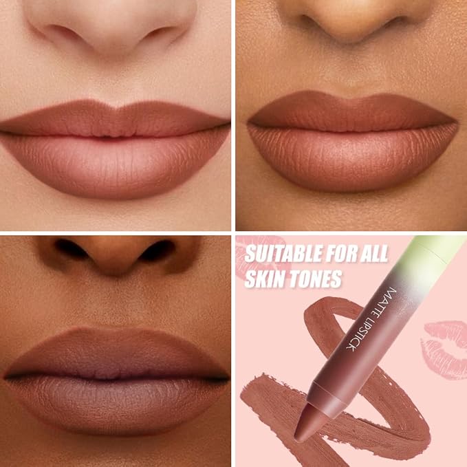 Matte Lip Lipstick Crayon Lip Liner Thick Pencil, High-Pigment Outline lips, Non-sticky Matte Velvet Texture, Waterproof & Smudge-Proof Longwear Pigmented, Fit for all tones 08#