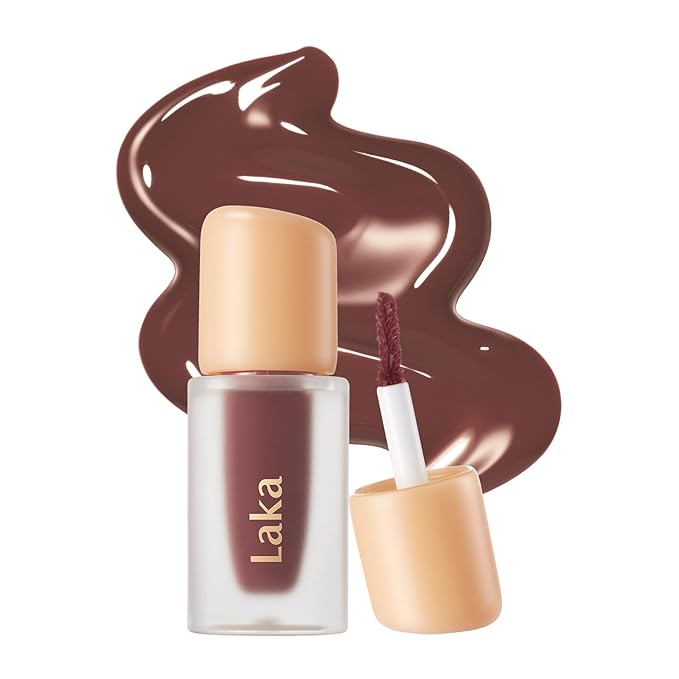 Laka Fruity Glam Lip Tint Mini, Glowing Lip Stain with Wide Color Spectrum, Hydrating & Lightweight Texture, Long-Lasting Bold Stain, Non-Sticky, Vegan, K-Beauty (#121 Ashnut)