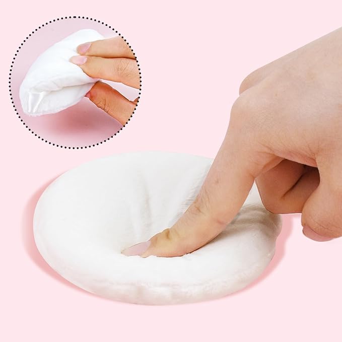 5 Pack Extra Large Body Powder Puff and Container, Soft Cotton 4.13 Inch Dusting Puffs with Washable Round Container for Woman Baby Body Face Loose Powder