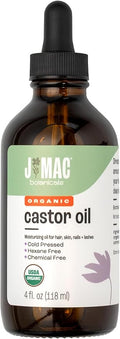 J MAC BOTANICALS Organic Castor Oil - Glass Bottle - 4 oz DROPPER