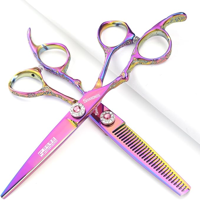 6-Inch Left Handed Hairdresser Hairdresser Scissors Set (6 inches, 2 Pieces-C)