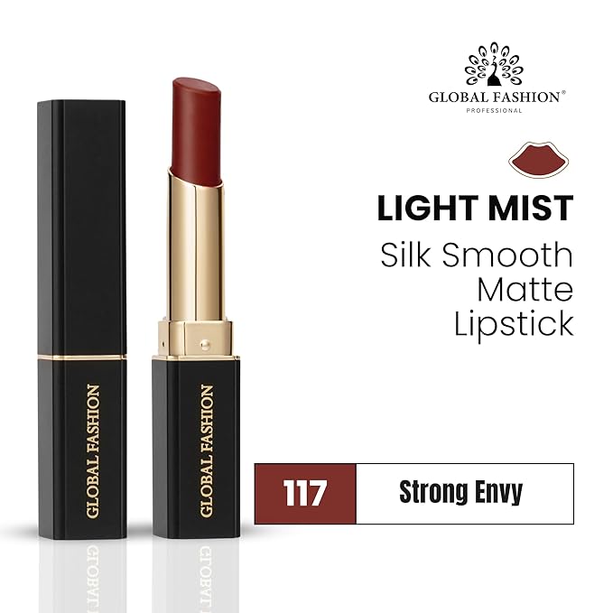 Global Fashion Silk Smooth Matte Lipstick – Long-Lasting, Luxurious Color, Rich Hydration, Lightweight Formula, Lightweight Matte Lip Color for Women, Available in Multiple Shades (117, 0.12 oz)