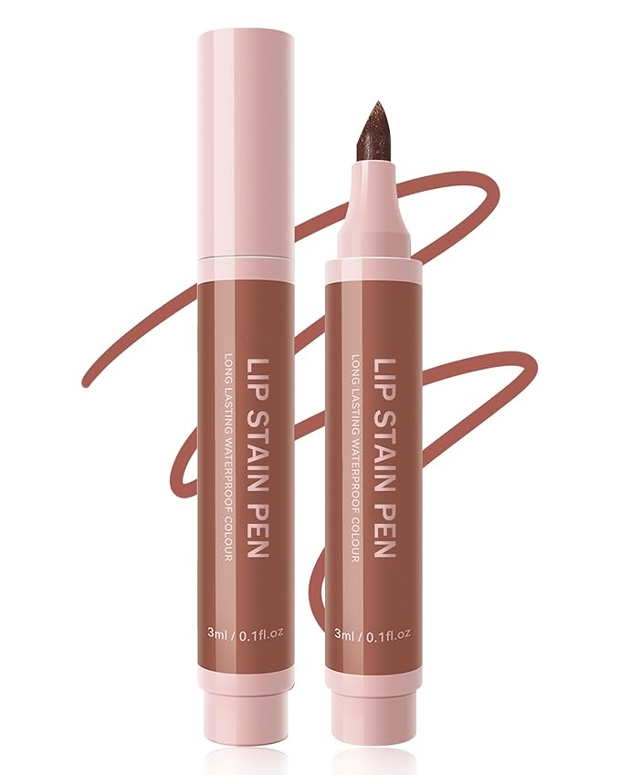 Lip Stain Liner Pen-1Pcs Nude Brown Lip Tint Stain Liquid Lipstick Lip Liner Pencil,Matte Lipcolor Lipstain,Longlasting Waterproof Lip Gloss,Precise Chisel Tip Lipgloss,Makeup Gift for Women-02